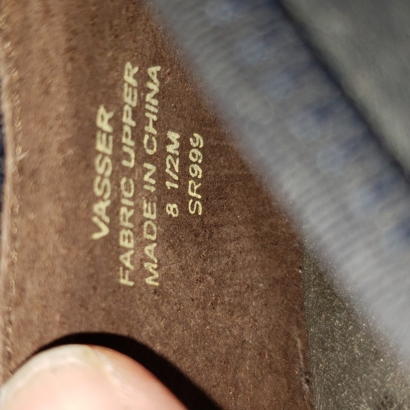 Liz Claiborne Villager Fabric Navy Pumps Blocks heels 8.5M Vintage VTG - Picture 4 of 7